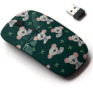 Imagem de Mouse sem fio 2.4G com design de padrão bonito para todos os laptops e desktops com nano receptor - urso coala dormindo