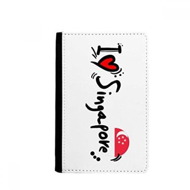 Imagem de I Love Singapore Word Flag Love Heart Illustration Passport Holder Notecase Burse Wallet Cover Card Purse, Multicolor