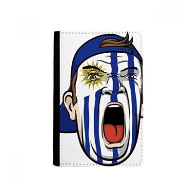Imagem de Capa de cabeça de maquiagem facial com bandeira do Uraguai porta-passaporte capa carteira burse bolsa para cartão, Multicolorido.