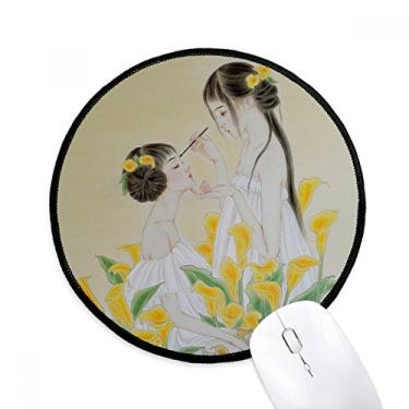 Imagem de DIYthinker Beleza com flor chinesa aquarela mouse pad desktop escritório tapete redondo para computador