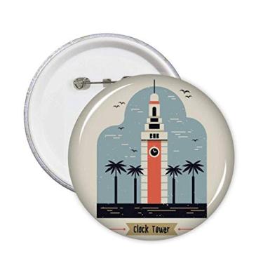 Imagem de Hong Kong Relógio Torre Art Deco Presente Alfinetes Moda Emblema Botão Decoração Acessório 5pcs