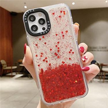 Imagem de Capas para iPhone 14 13 12 11 Pro Max Mini X XS XR 7 8 14 Plus capa de telefone com glitter e amor, vermelho, para iPhone 8 Plus