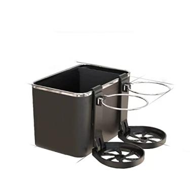 Imagem de Caixa de armazenamento de apoio de braço, armazenamento de tecido universal com 2 suportes de copo de água dobráveis, organizador de console de carro multifuncional, organizador (black), Caixa de