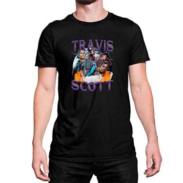 Imagem de Camiseta Basica Travis Scott Mundo Astro World Fogo Rapper Cor:Preto;Tamanho:G