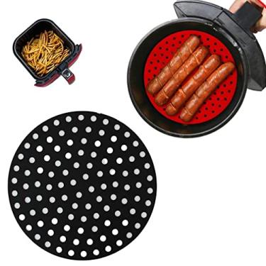 Imagem de Tapete Silicone Air Fryer Tapete Protetor Fritadeira Antiaderente 22,5 CM (Redonda, Vermelha)