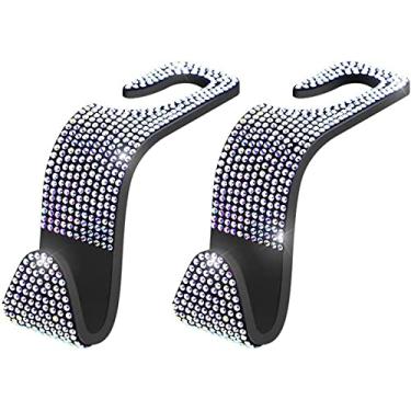 Imagem de Gancho de encosto de assento de carro de 2 peças, gancho de diamante piscante de diamante de água, instalação de encosto de cabeça universal, rack de armazenamento, acessórios de interior do carro (cor)