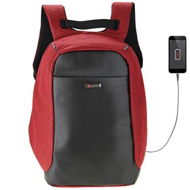 Imagem de Tonin, 7819590108, Mochila Antifurto com Usb Para Notebook Mochila Para Faculdade, Preto e Vermelho