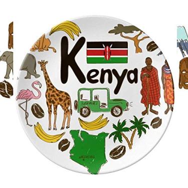 Imagem de Kenya Love Heart Landscap Placa de porcelana decorativa com bandeira nacional