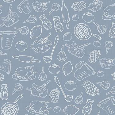 Imagem de Papel de Parede Cinza Cozinha e Comida 57x270cm