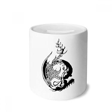 Imagem de DIYthinker Caixa de dinheiro tradicional chinesa com pintura de dragão caixa de cerâmica porta-moedas presente de cofrinho