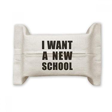 Imagem de Bolsa de linho de algodão para lenços faciais I Want A New School