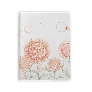 Imagem de Caderno de folhas de flores pintadas à mão, girassol, abelha, capa de goma