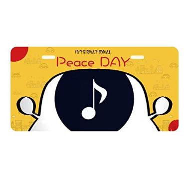 Imagem de DIYthinker White Music Quaver Notes Placa de licença preta Etiqueta Decoração de carro Dia da Paz