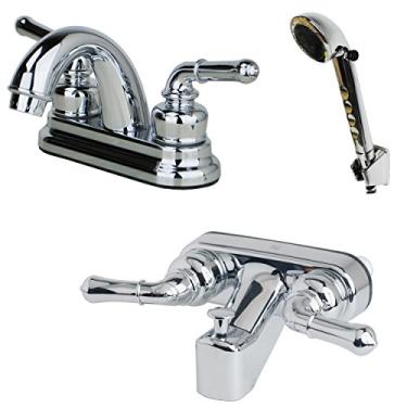 Imagem de Torneira de chuveiro e banheiro Laguna Brass 2001 – 3210/4120 RV com combo de chuveiro de mão combinando, Chrome Finish