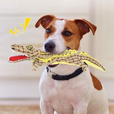 Imagem de BTER Brinquedo de pelúcia para cães com proteção de limpeza, dispositivo de som integrado durável, brinquedo de limpeza de dentes de cachorro de pelúcia macia, para cães (marrom)