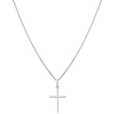 Imagem de Cordão Corrente Masculina Veneziana 60cm Pingente Cruz Crucifixo De Prata 925