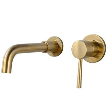 Imagem de Torneira para lavatório Torneira para pia Torneira de latão maciço Torneira de água em cascata Ouro escovado ou preto fosco Torneira misturadora para lavatório, ouro escovado 1