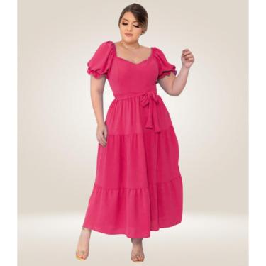 Imagem de Vestido Plus Size Longo Tres Marias Manga Princesa Liso