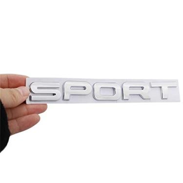 Imagem de CARRUN Emblema esportivo 3D de metal para carro, porta-malas traseiro, decalque adesivo para Dodge Honda, Nissan, Kia, Chevrolet Range Rover (prata)