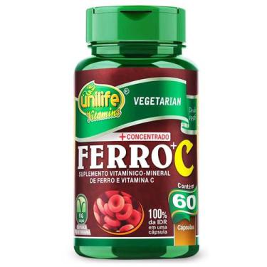 Imagem de Ferro C/ Vitamina C 60 Caps De 500 Mg Unilife