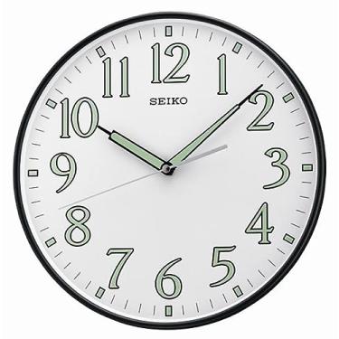 Imagem de Seiko Relógio de parede com numeração luminosa emoldurada em preto, 30,48 cm