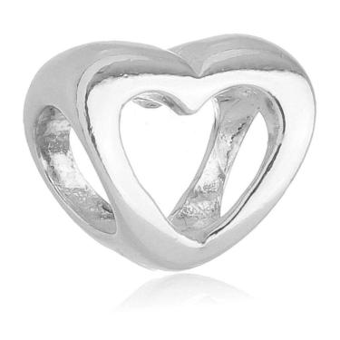 Imagem de Berloque Coração Vazado Separador Pandora Banhado a Prata 925 - Premium