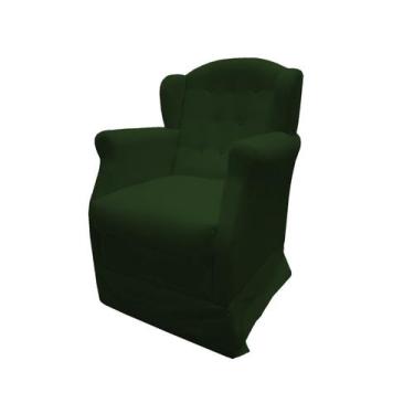 Imagem de Poltrona Cadeira De Amamentação Com Balanço Manu Suede Verde Ms Decor