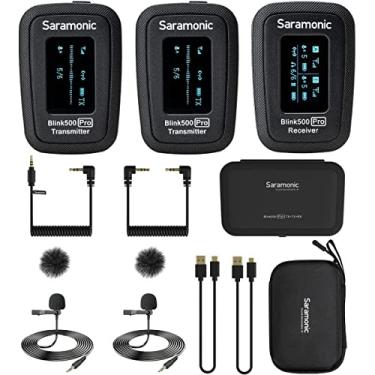 Imagem de Saramonic Advanced 2,4 GHz Sistema de microfone de encaixe sem fio de 2 pessoas com lapelas para câmeras, dispositivos móveis e muito mais (Blink 500 Pro B2), preto, 2X TX - TRS/TRRS, BLINK500PROB2