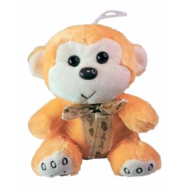 Imagem de Animal De Pelúcia Com Lacinho Love You Macaco Guaxinim 18Cms (Macaco Caramelo)