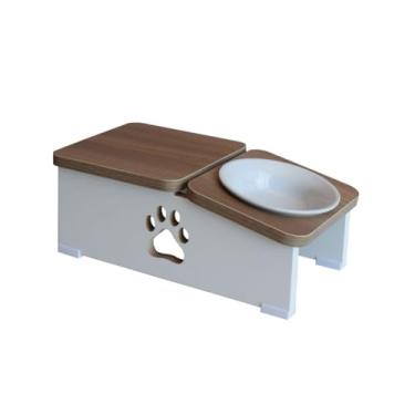Imagem de Comedouro Elevado Cachorro Base Bebedouro Hibrido Pet MDF - Porcelana