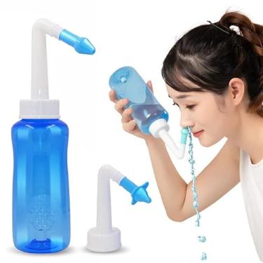 Imagem de Higienizador Nasal Sinusite Ducha Fácil Uso Livre De BPA Nasal Lavador 2 Bicos Garrafa Lavagem Alergia 300 Ml Adulto Infantil Rinite Congestão Soro Limpador Caseiro Premium PivaStore