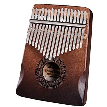 Imagem de Piano de polegar Kalimba de 17 teclas, corpo de madeira maciça de mogno, xilofone portátil Mbira Sanza, piano de dedo para amantes de música, (18 cm x 13 cm) café 17 teclas
