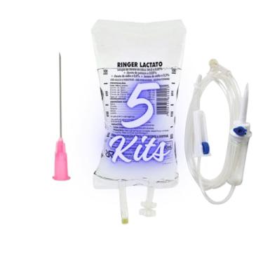 Imagem de 5 UN RINGER LACTATO 500ML COM EQUIPO E AGULHA 40X12