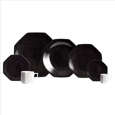 Imagem de Serviço de Jantar, Chá e Café 28 peças em Porcelana, Modelo Octogonal Orion, Decoração Apollo, Porcelana Schmidt