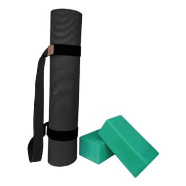 Imagem de Kit Yoga | Tapete Yoga Mat Pilates Exercícios Academia PVC 200x60cm + 2x Blocos de EVA + Alça de Transporte
