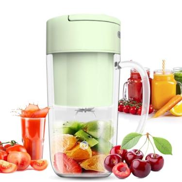 Imagem de Liquidificador portátil, mini liquidificador pessoal de 293 ml para vitaminas, frutas e vegetais com USB recarregável, fácil de limpar, adequado para viajar ou acampar (verde)..