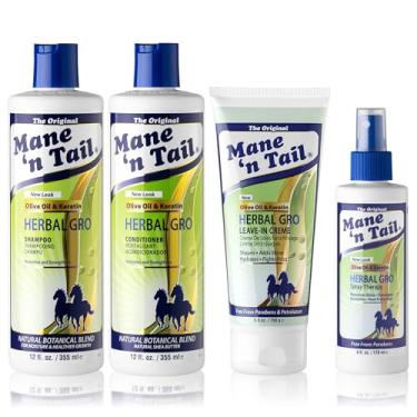 Imagem de Kit de xampu Herbal Gro com 4 peças inclui shampoo Herbal Gro 355 ml, condicionador Herbal Gro 355 ml Spray Therapy 4 peças e creme terapêutico
