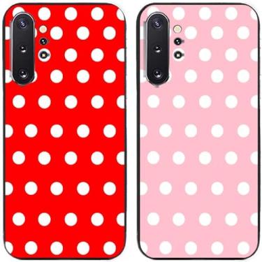 Imagem de 2 peças de capa de telefone traseira de silicone em gel TPU com bolinhas vermelhas e rosa para Samsung Galaxy All Series (Galaxy Note 10 Plus/Note 10+)