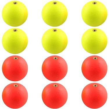 Imagem de WHYHKJ 12 peças de cobre de 30 mm Bobber de pesca boia de pesca deslizante rolha de borracha para peixe tipo peixe Walleyes truta pesca robalo, 6 vermelhos, 6 amarelos