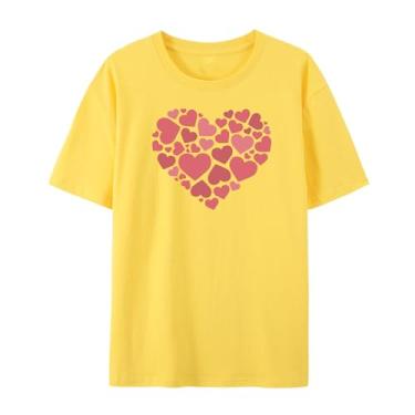 Imagem de Camiseta Love Graphic para amigos Love Funny Graphic para homens e mulheres para o amor, Amarelo, M