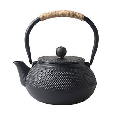 Imagem de Hwagui - Bule de chá de ferro fundido com infusor de aço inoxidável para folhas soltas de chá e saquinhos de chá, chaleira de ferro fundido, seguro para fogão, 800 ml