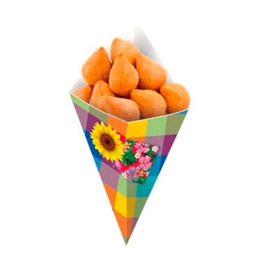 Imagem de Embalagem Cone Para Salgados Fritas E Porções De Festa Junina