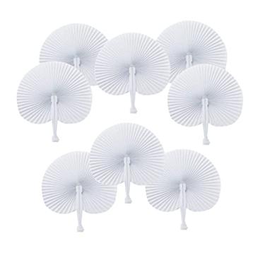 Imagem de YQHWLKJ Ventilador dobrável de 48 peças, ventiladores de mão, leque dobrado em papel, coração, circular, leque de papel para festa de casamento, lembrancinhas, saco de enchimento