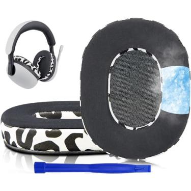 Imagem de SOULWIT Substituição de Almofadas para Sony Inzone H7(WH-G700)/H9(WH-G900N) Fone de Ouvido para Jogos sem Fio, Com Espuma de Isolamento de Ruído, Tecido de Seda de Gelo - Leopardo da Neve
