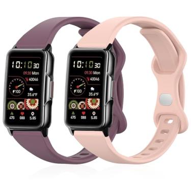 Imagem de Lzwldan Pacote com 2 Pulseiras Finas de Silicone para Relógio Inteligente Mindrose H80 de 3,7 cm, Pulseiras Esportivas Macias IP68 para Mulheres e Homens