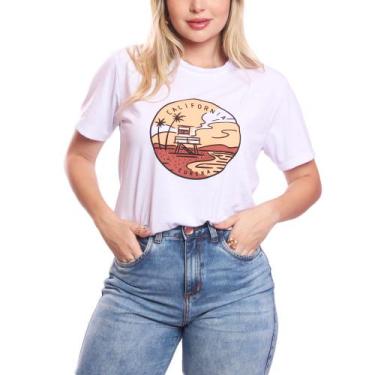 Imagem de Tshirt Blusa Feminina California Estampada Branca - Brás E Cia