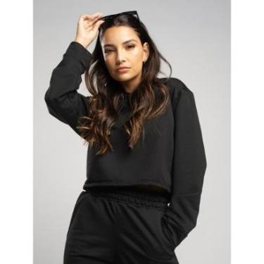 Imagem de Casaco Cropped com Capuz Moletinho Moda Casual Feminina-Feminino