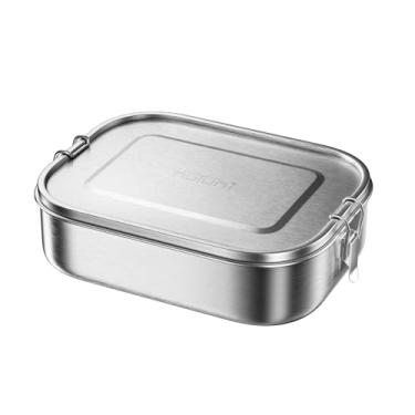 Imagem de NUTUNI Lancheira grande para adultos e crianças, recipiente de alimentos de aço inoxidável de 1,332 g, caixa bentô de metal à prova de vazamento de 1400 ml, recipientes de armazenamento de alimentos