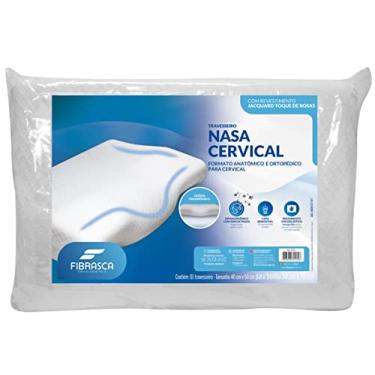 Imagem de Travesseiro Nasa Ortopédico Cervical Fibrasca - Hipoalergênico, Revestimento Lavável, para fronhas 50x70cm - Branco