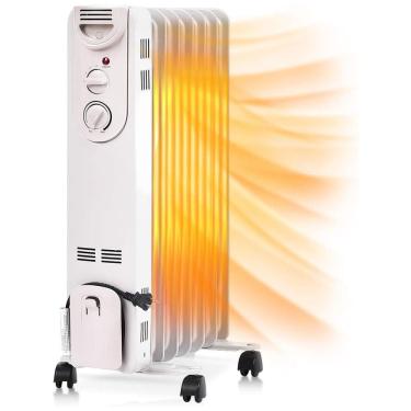 Imagem de Aquecedor a Óleo Portátil Silencioso com Proteção Contra Super Aquecimento, 110V 1500W, TANGKULA, Branco
